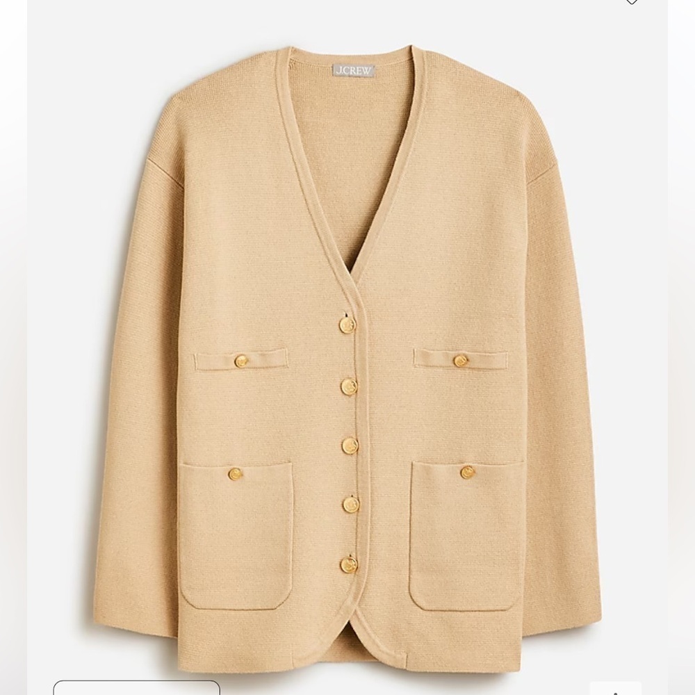 J crew Long V-neck sweater blazer light khaki - Picture 4 of 5
